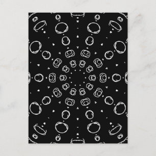 Cartão Postal Abstract Monochrome White Mandala Geometric Patter