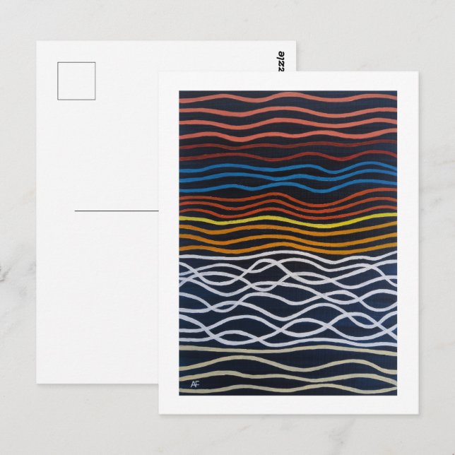 Cartão Postal Abstract Seafront Painting by Alfred Fox (Frente/Verso)