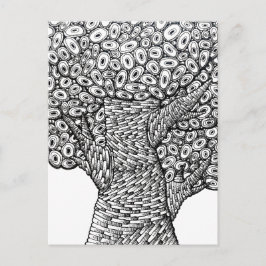 Cartão Postal Abstract Tree Drawing Oval Shapes Design
