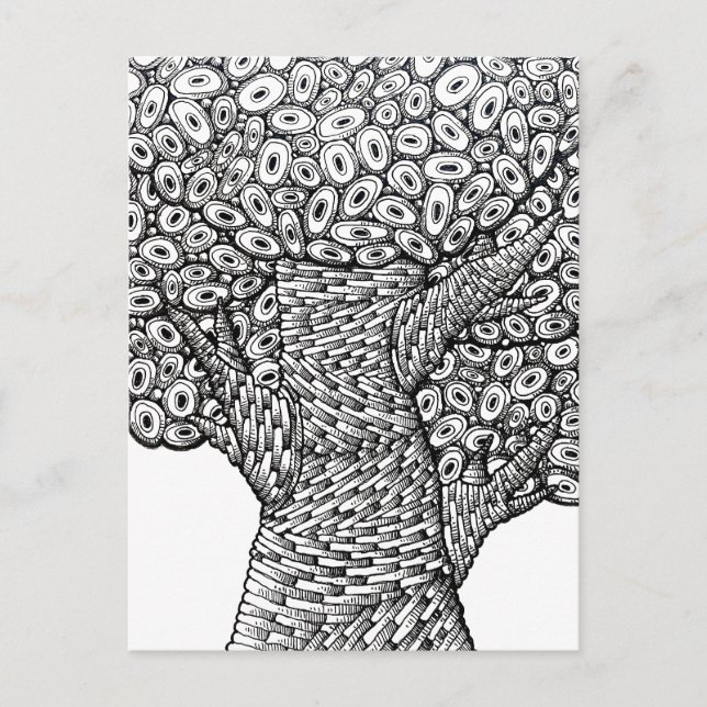 Cartão Postal Abstract Tree Drawing Oval Shapes Design (Frente)