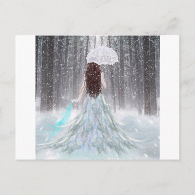 Cartão Postal Abstrato Angel Winter Snow Princess (Frente)
