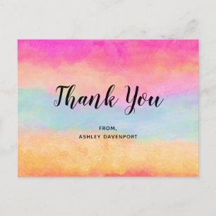 Cartão Postal Abstrato Arco-Íris Colorido - Obrigado