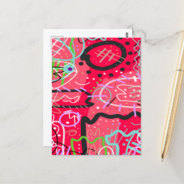 Cartão Postal Abstrato Art em Vermelho