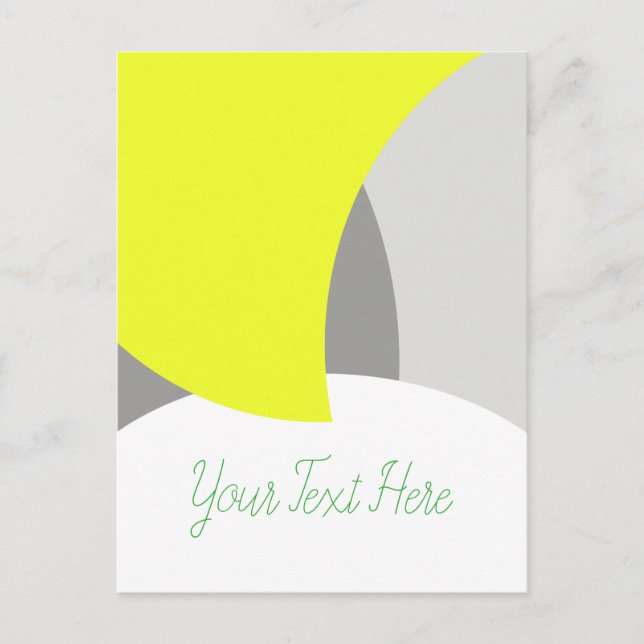 Cartão Postal Abstrato Art Yellow Cinza White (Frente)