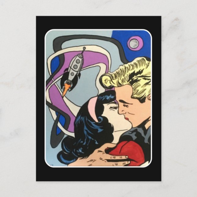 Cartão Postal Abstrato atômico, pintura de adeus de Beijo em um (Frente)