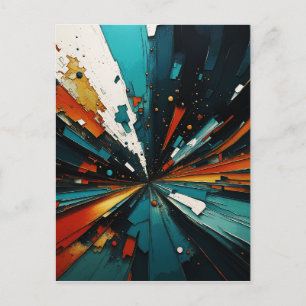 Cartão Postal Abstrato Azul E Laranja 607