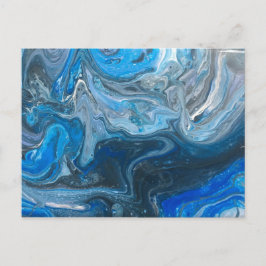 Cartão Postal Abstrato Azul-Teal Branco