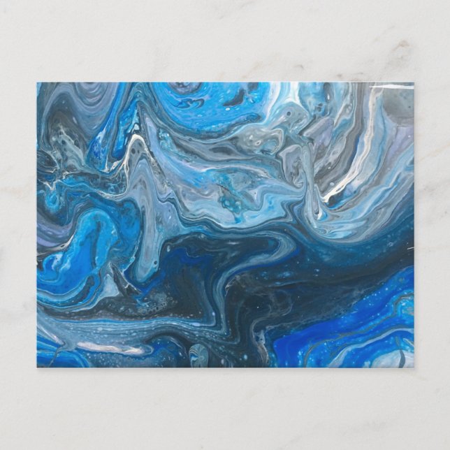 Cartão Postal Abstrato Azul-Teal Branco (Frente)