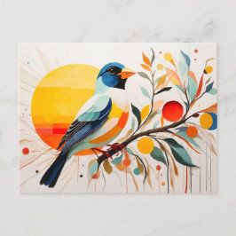 Cartão Postal Abstrato Bird Em Uma Ramificação
