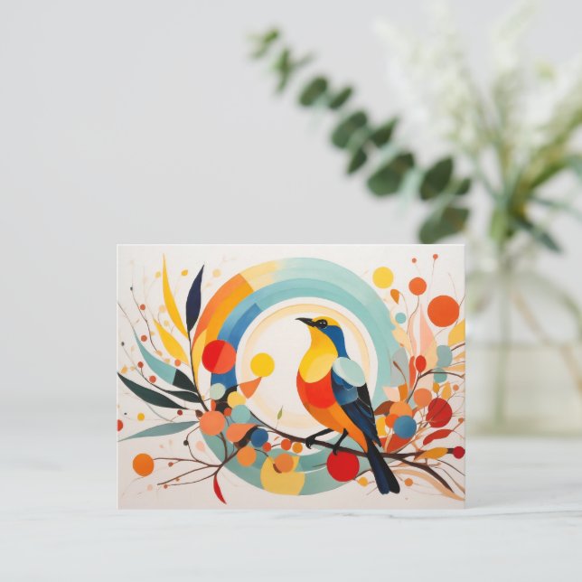 Cartão Postal Abstrato Bird Em Uma Ramificação (Em pé/Frente)