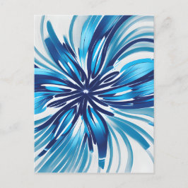 Cartão Postal Abstrato Blue Flower Art Deco