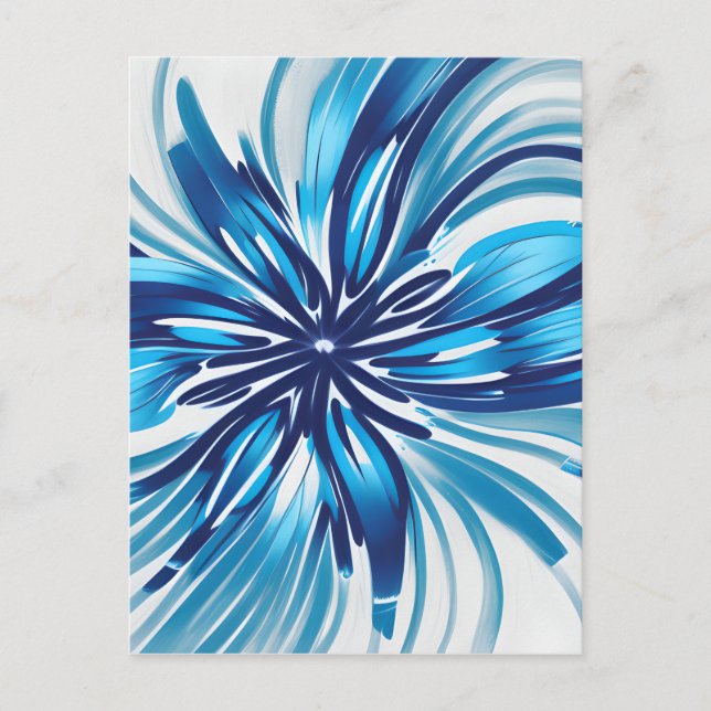 Cartão Postal Abstrato Blue Flower Art Deco (Frente)