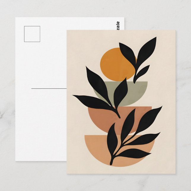 Cartão Postal Abstrato Boho e Arte de Clipe Moderna Imprimíveis (Frente/Verso)
