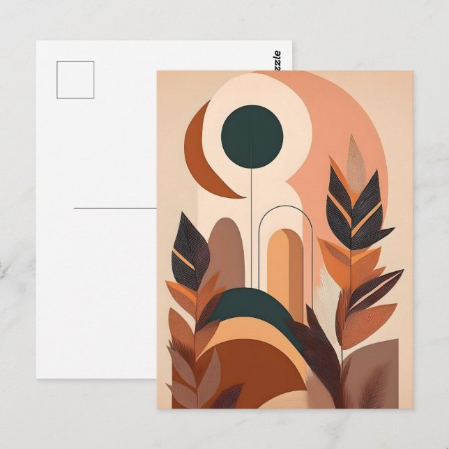 Cartão Postal Abstrato Boho e Arte de Clipe Moderna Imprimíveis (Frente/Verso)