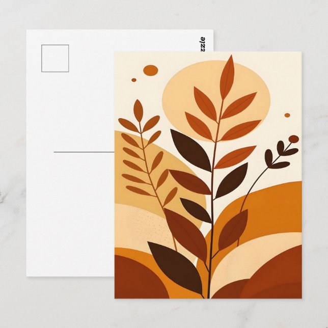 Cartão Postal Abstrato Boho e Arte de Clipe Moderna Imprimíveis (Frente/Verso)