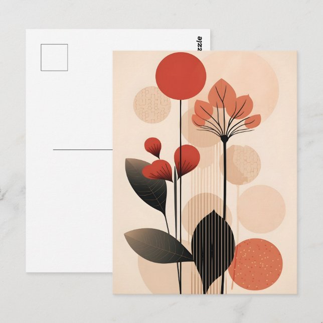Cartão Postal Abstrato Boho e Arte de Clipe Moderna Imprimíveis (Frente/Verso)
