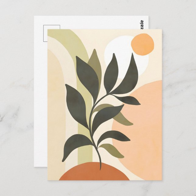 Cartão Postal Abstrato Boho e Arte de Clipe Moderna Imprimíveis (Frente/Verso)