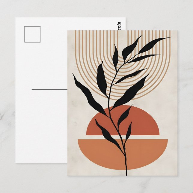 Cartão Postal Abstrato Boho e Arte de Clipe Moderna Imprimíveis (Frente/Verso)