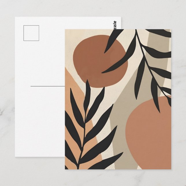 Cartão Postal Abstrato Boho e Arte de Clipe Moderna Imprimíveis (Frente/Verso)