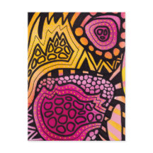 Cartão Postal Abstrato Boho Rosa Amarelo
