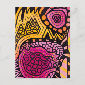Cartão Postal Abstrato Boho Rosa Amarelo