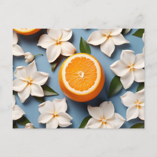 Cartão Postal Abstrato Citrus Orange e Flowers