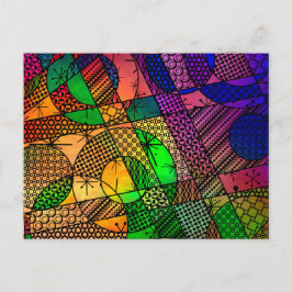 Cartão Postal Abstrato colorido com Texturas e Padrões