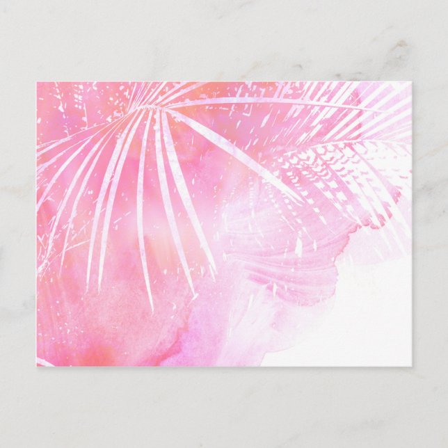 Cartão Postal Abstrato cor-de-rosa Árvore Palm deixa Design (Frente)