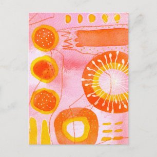 Cartão Postal Abstrato Coral Laranja