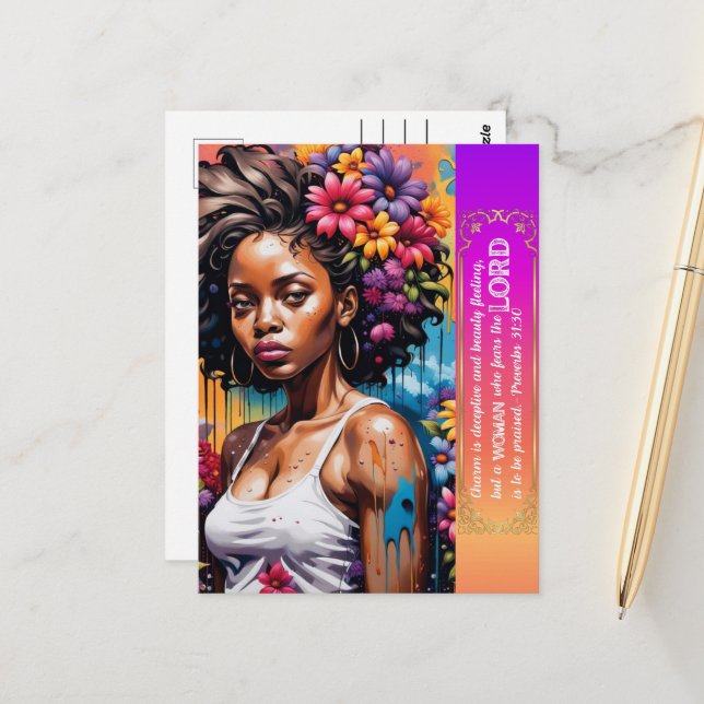 Cartão Postal Abstrato da Faith Proverbs 31 30 (Frente/Verso In Situ)