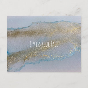 Cartão Postal Abstrato De Álcool Dourado Azul Eu Sinto Falta Do