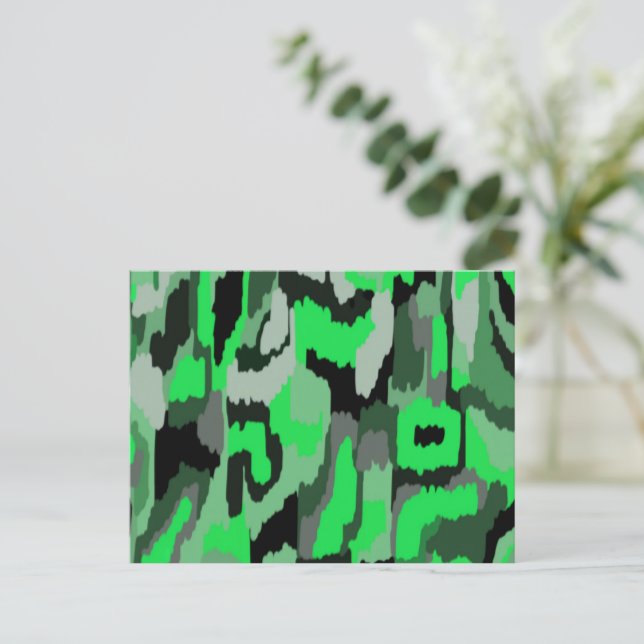 Cartão Postal Abstrato de arte verde e preta (Em pé/Frente)