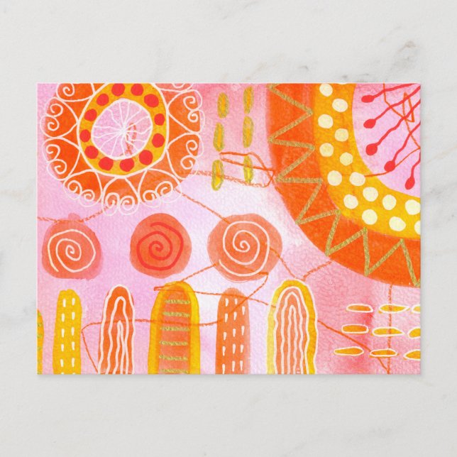 Cartão Postal Abstrato de Coral Laranja (Frente)