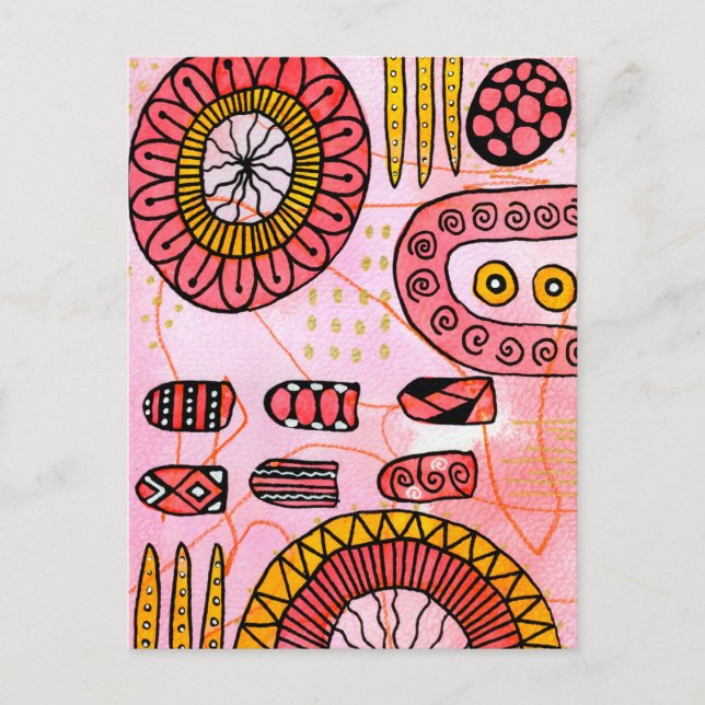 Cartão Postal Abstrato de Coral Laranja (Frente)