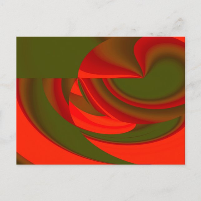 Cartão Postal Abstrato de Cubist Vermelho e Verde (Frente)