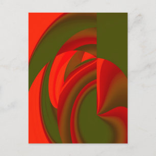 Cartão Postal Abstrato de Cubist Vermelho e Verde