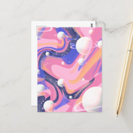 Cartão Postal Abstrato de espiral espacial exterior rosa e roxa