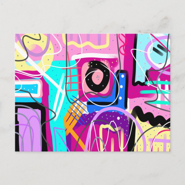Cartão Postal Abstrato de Expressivo Máximo Colorido (Frente)