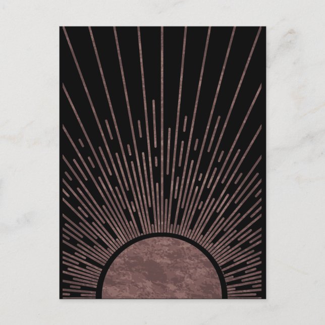 Cartão Postal Abstrato de Fase Lua Conjunto Sol E Raios Solares, (Frente)