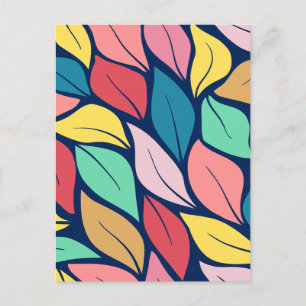 Cartão Postal Abstrato de Folhas Naturais Colorido