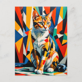 Cartão Postal Abstrato de Gato Trabalho de arte