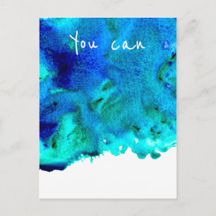 Cartão Postal Abstrato de mármore azul de aquarela Você pode cit