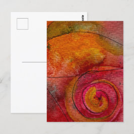 Cartão Postal Abstrato de Padrão Bonito De Cores De Água E Tinta