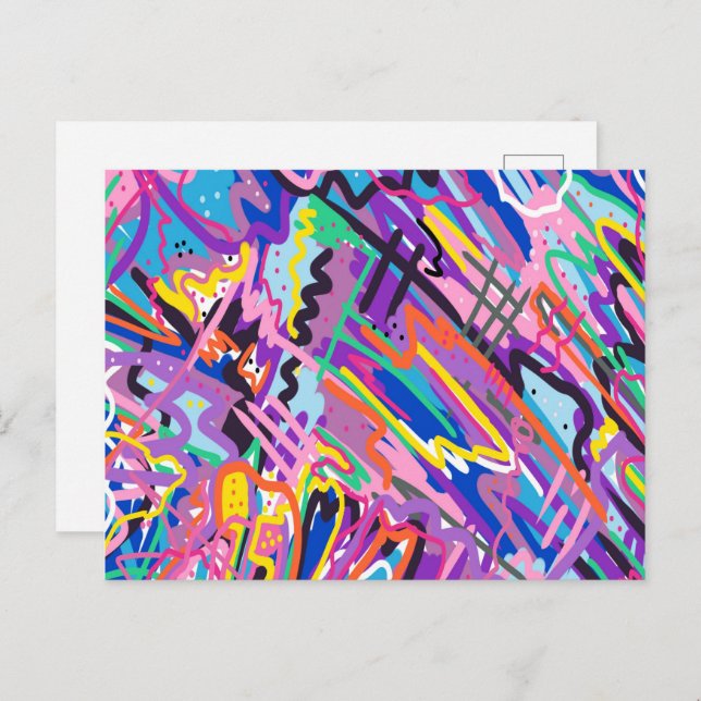 Cartão Postal Abstrato de Reprodução de Cores (Frente/Verso)
