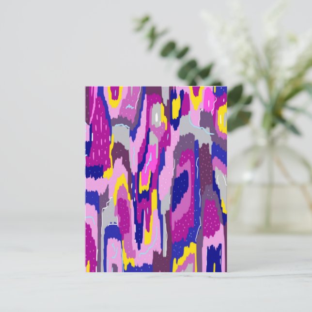 Cartão Postal Abstrato de Starry em Purples e Blues (Em pé/Frente)