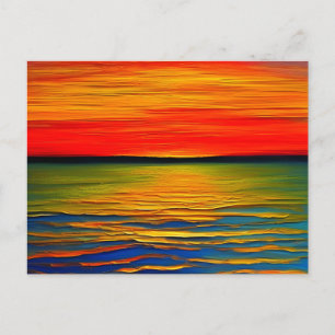 Cartão Postal Abstrato de um pôr do sol no oceano