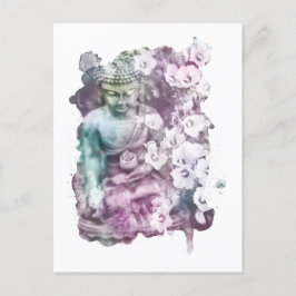 Cartão Postal *~* Abstrato de Zen Buddha Medita Pastel Floral