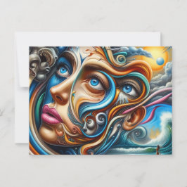 Cartão Postal Abstrato Dreamscape Ocean Serenity & Cosmic Wonder