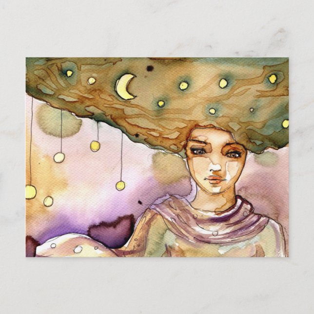 Cartão Postal Abstrato e mulher bonito (Frente)