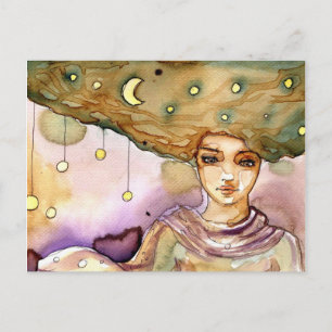 Cartão Postal Abstrato e mulher bonito